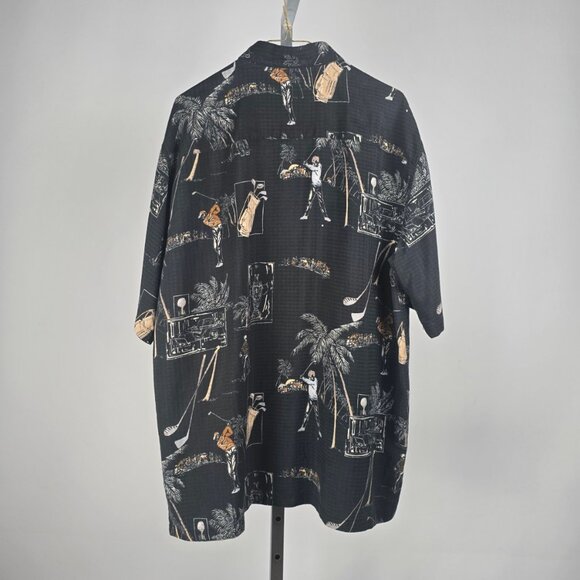 Tori Richard Honolulu Black Golf Print Button Up Shirt Size L - Picture 1 of 7
